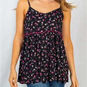 White Birch Plus Floral Babydoll Top NWT